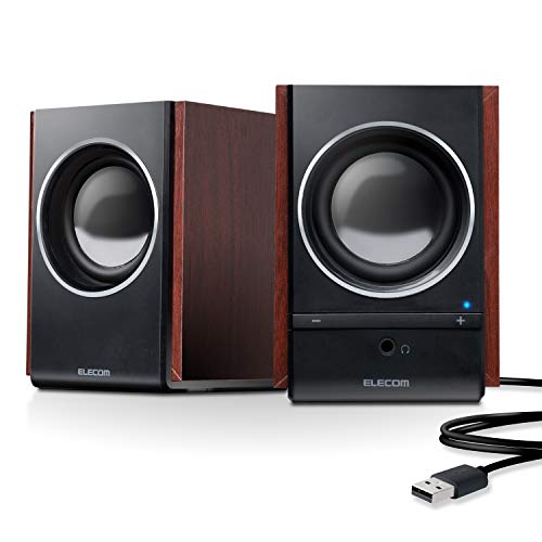 エレコム PCスピーカー 木のスピーカ- USB電源 5W ブラック MS-W13UXBK(中古品)の通販は
