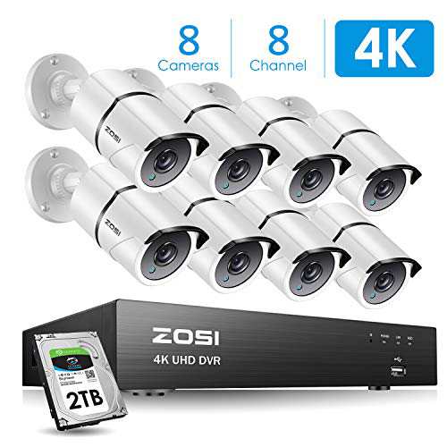 ZOSI CCTV 4K Ultra HD 800万画素 防犯カメラ監視カメラ8台セット 8CH H.26(中古品)