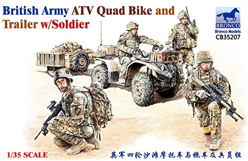 ブロンコモデル 1/35 連合王国正規陸軍 ATVクアッドバイク + トレーラ&イギリ(中古品)