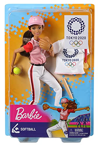 「ほぼ新品」バービー(Barbie) 日本の首都国際オリンピック競技大会使用許可 バービー ソフトボールのせ (中古品)