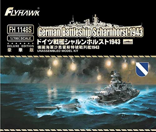 「未使用品」フライホークモデル 1/700 ドイツ海軍 戦艦 シャルンホルスト 1943年 豪華 (中古品)