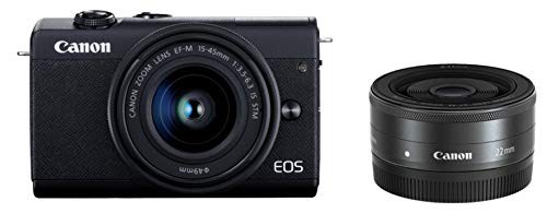 Canon ミラーレス一眼カメラ EOS M200 ダブルレンズキット ブラック EOSM20(中古品)