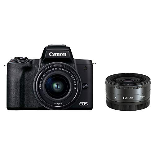 「非常に良い」Canon ミラーレス一眼カメラ EOS Kiss M2 ダブルレンズキット ブラック KIS(中古品)
