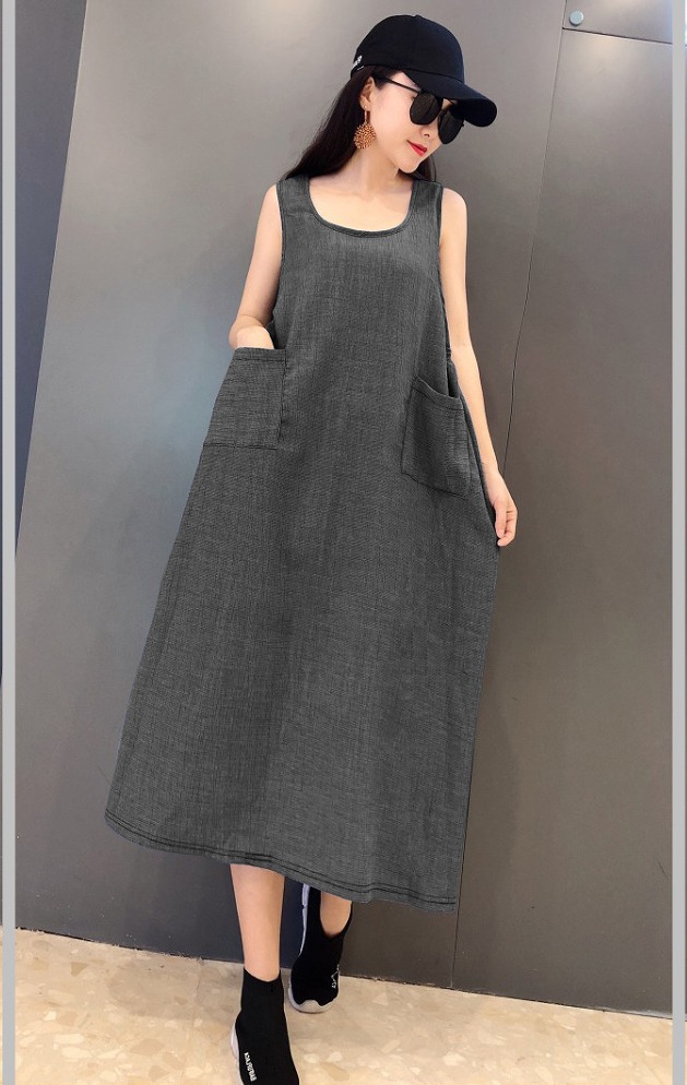 大きいサイズ レディース ノースリーブワンピース 無地 ポケ付き ジャンスカ 韓国ファッション ロング丈 L Ll 3l 4l 5l 6l 19ss 取寄 Sの通販はau Pay マーケット Poporarino