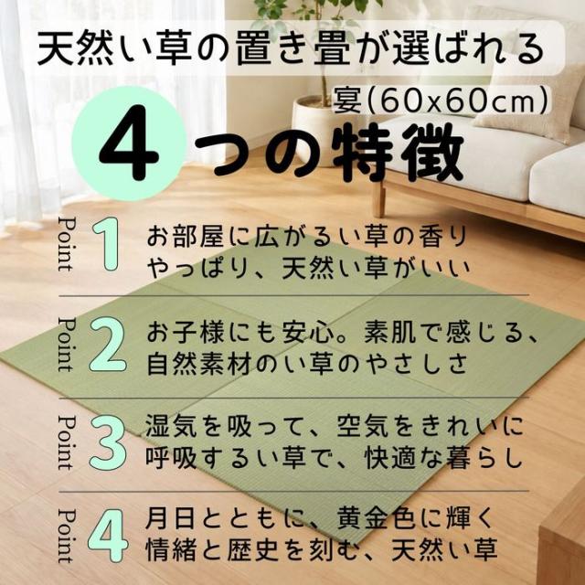20枚セット：約6畳用(240x300cm) 縁なしユニット畳 60x60cm/1枚【スベリ止め加工、木製ボード使用】_1