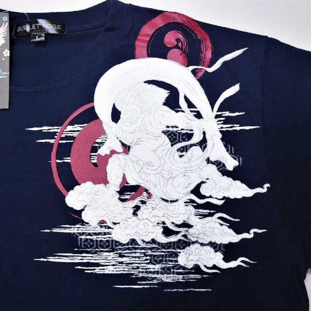 BULLET NOISE】 風神雷神 和柄 Ｔシャツ 長袖 ラメ プリント ロンＴ ４