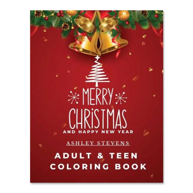 【洋書】クリスマスと新年のぬりえ [アシュリー・スティーブンス] Merry Christmas and Happy New Year Adult & Teen Coloring Book [Ashley Stevens]