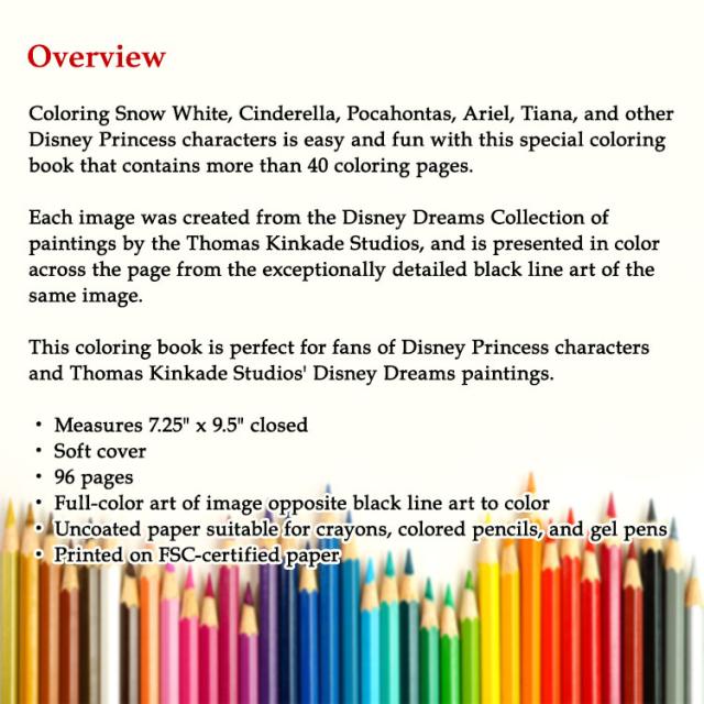 【洋書】ディズニー ドリーム・コレクション ディズニープリンセス ぬりえ [トーマス・キンケード] Disney Dreams Collection Thomas Kinkade Studios Disney Princess Coloring Book [Thomas Kinkade] アート・写真