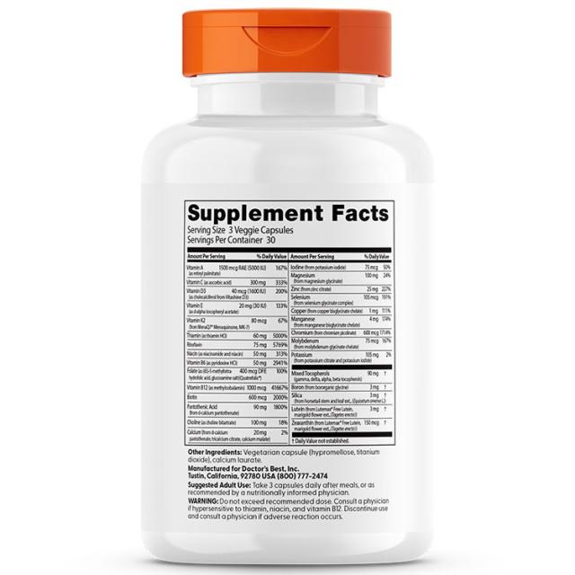 [2個セット]ドクターズベスト マルチビタミン + ビタシャインD3 & クアトレフォリック 90粒 ベジカプセル Doctors Best Multi-Vitamin with Vitashine D3 and Quatrefolic サプリメント 栄養補助食品_1