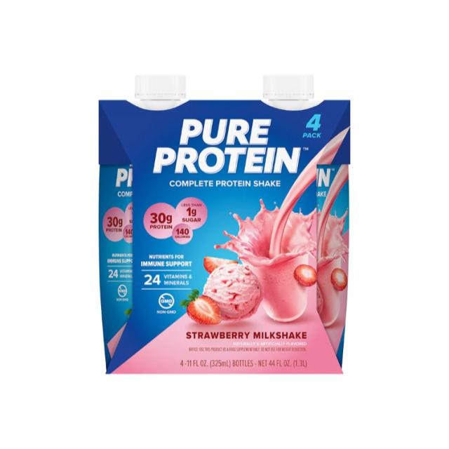 【お取り寄せ商品】ピュア プロテイン30g ストロベリー 約311g ボトル 12 パック Pure Protein 30g: Strawberry (12/11oz tetra)