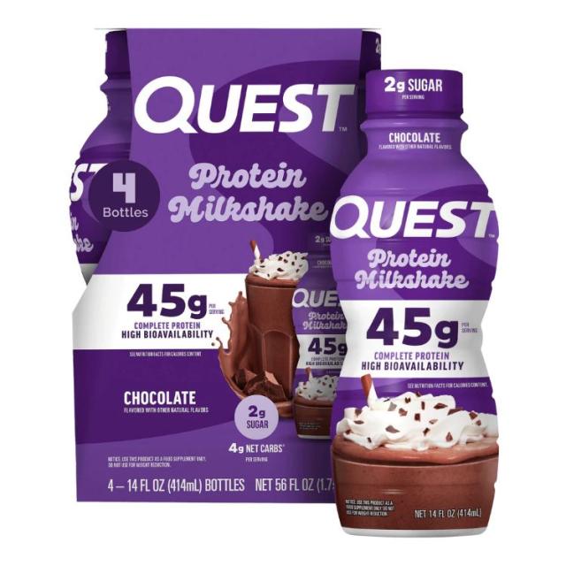 お取り寄せ クエスト プロテインミルクシェイク チョコレート味 414ml 12本入り RTD: Quest 45g: Chocolate (12/14oz)
