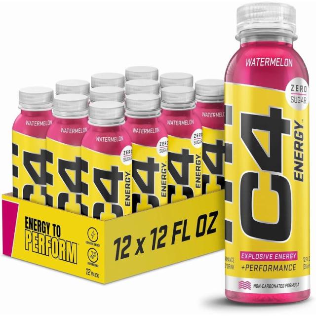 お取り寄せ セルコア C4 エナジー 無炭酸 ゼロシュガー エナジードリンク プレワークアウトドリンク スイカ味 355ml (12 個パック) RTD: Cellucor C4 On The Go: Watermelon (12)