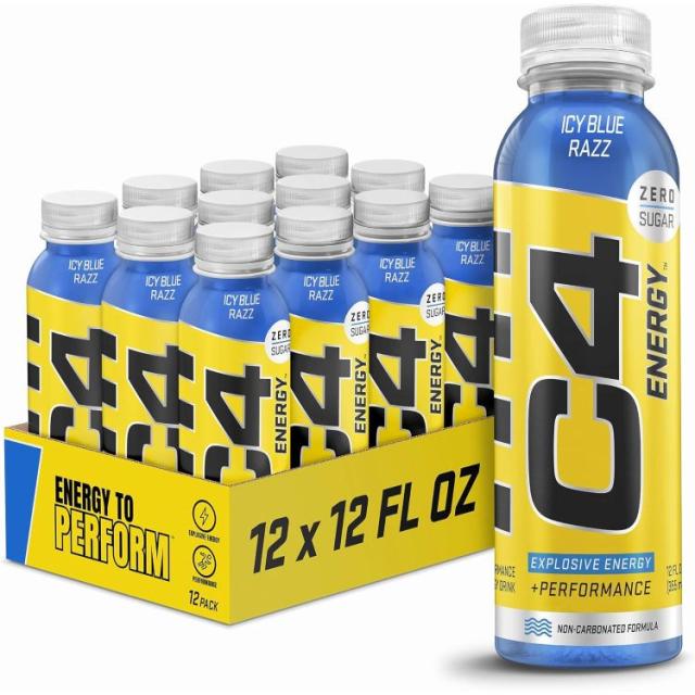 お取り寄せ セルコア C4 エナジー 無炭酸 ゼロシュガー エナジードリンク プレワークアウトドリンク ブルーラズベリー味 355ml (12 個パック) RTD: Cellucor C4 On The Go: Blue Razz (12)