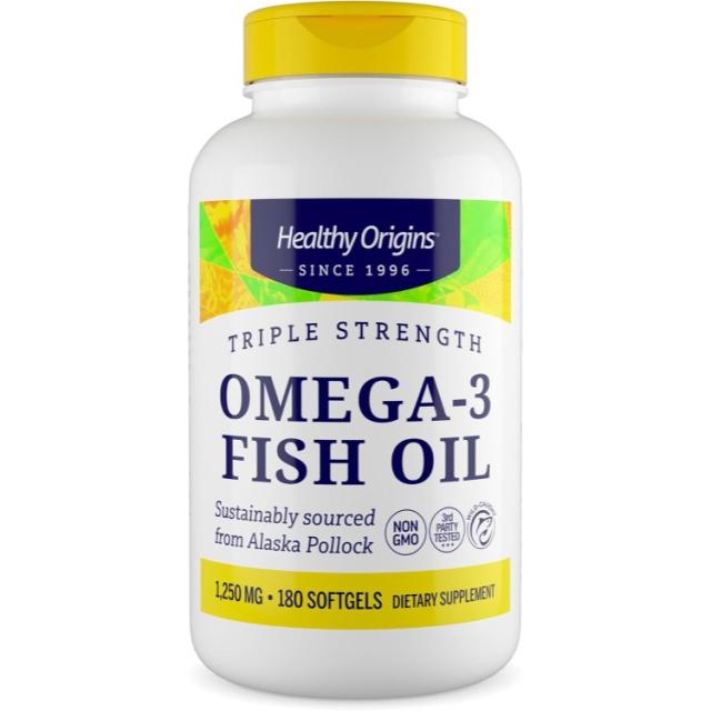 ヘルシーオリジンズ トリプルストレングス オメガ3 フィッシュオイル 1250mg (180ソフトジェル) Healthy Origins Omega-3 Fish Oil (Triple Strength) 1250 mg 180 Gels 【お取り寄せ商品】【合わせて買いたい】