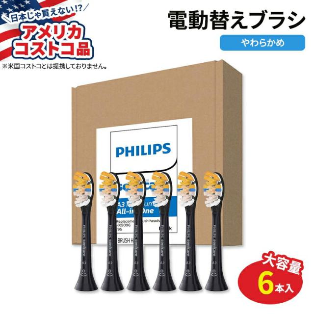 【アメリカコストコ品】フィリップス 純正 ソニッケアー A3 オールインワン 替えブラシ 6本入り ブラック Philips Sonicare A3 All-in-One Brush Head 6-count