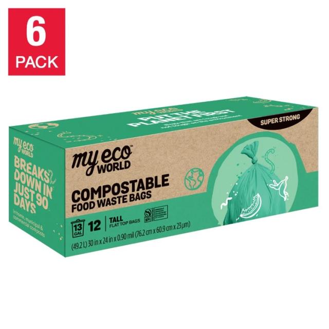 お取り寄せ MyEcoWorld 13ガロン 堆肥化可能な食品廃棄物バッグ、72枚入り MyEcoWorld 13-gallon Compostable Food Waste Bag, 72-count