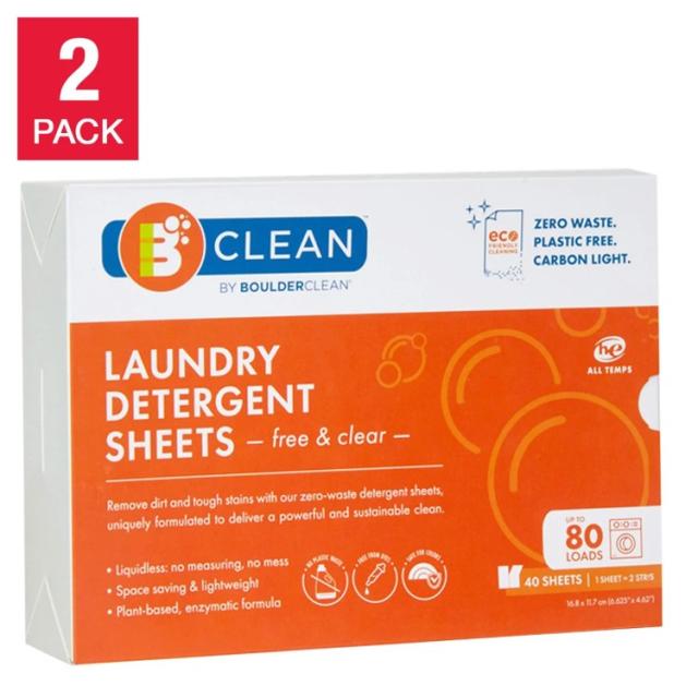 お取り寄せ ボルダー クリーン 洗濯洗剤シート フリー&クリア 160回分 80枚 Boulder Clean Laundry Detergent Sheets, Free & Clear, 160 Loads, 80 Sheets 7,076円