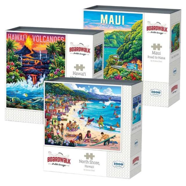 お取り寄せ ゲーム盤ウォーク 謎合わせ 3個風呂敷き包み アロハ州 Boardwalk Assorted Jigsaw Puzzles, 3-pack Hawaii