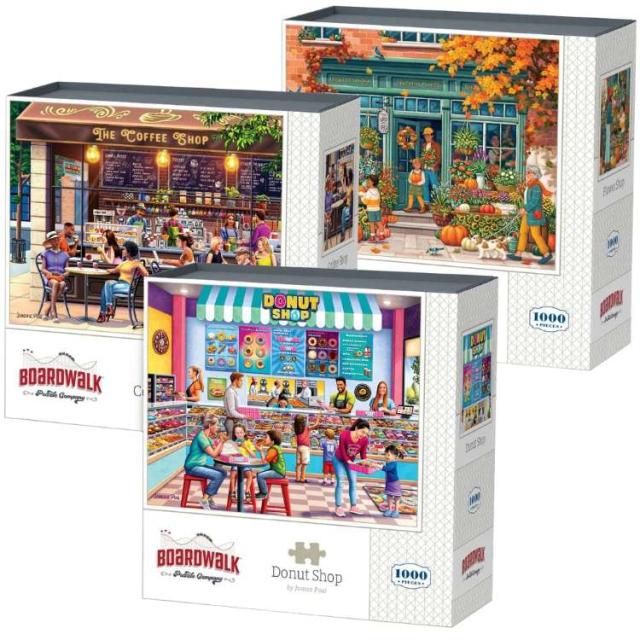 お取り寄せ ゲーム盤ウォーク 謎合わせ 3個風呂敷き包み 販売店 Boardwalk Assorted Jigsaw Puzzles, 3-pack Shops