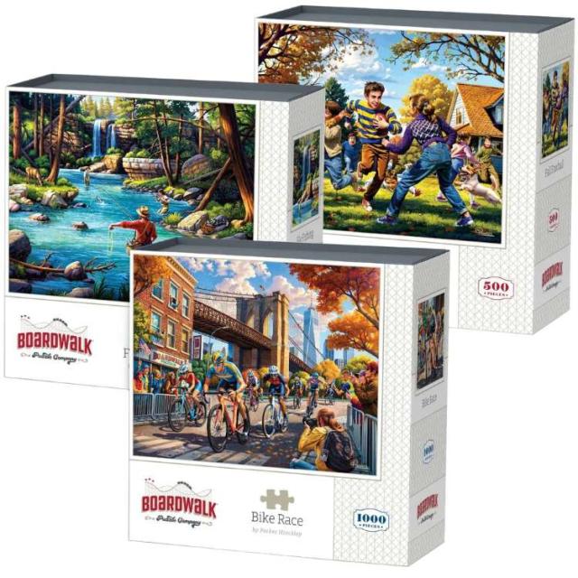 お取り寄せ ゲーム盤ウォーク 謎合わせ 3個風呂敷き包み 運動競技 Boardwalk Assorted Jigsaw Puzzles, 3-pack Sports