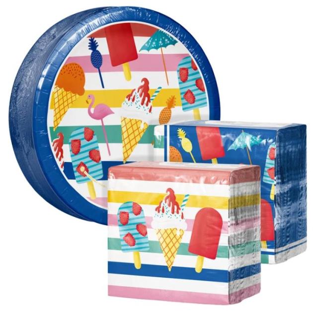 お取り寄せ アートスタイル ペーパープレート＆ナプキンセット ビートザヒート 200枚入り Artstyle Paper Plate and Napkin Bundle, Beat the Heat, 200-count