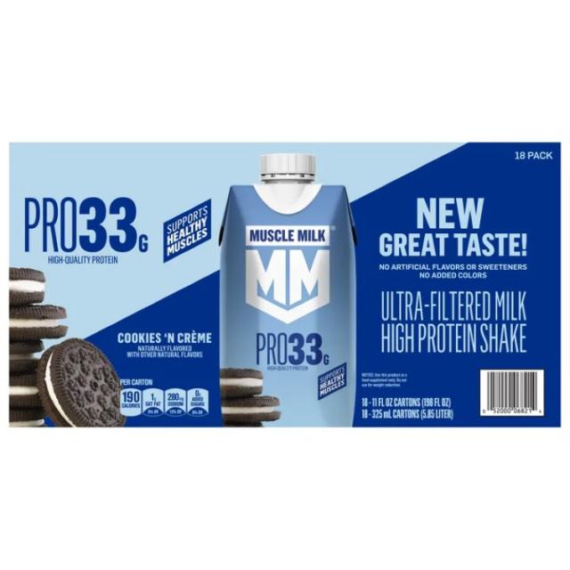 お取り寄せ マッスルミルク 33gプロテイン ウルトラフィルタード ミルクシェイク クッキー＆クリーム 325mL 18本セット Muscle Milk 33g Protein Ultra-Filtered Milk Shake, Cookies 'N Cr?me, 11 fl oz, 18-pack
