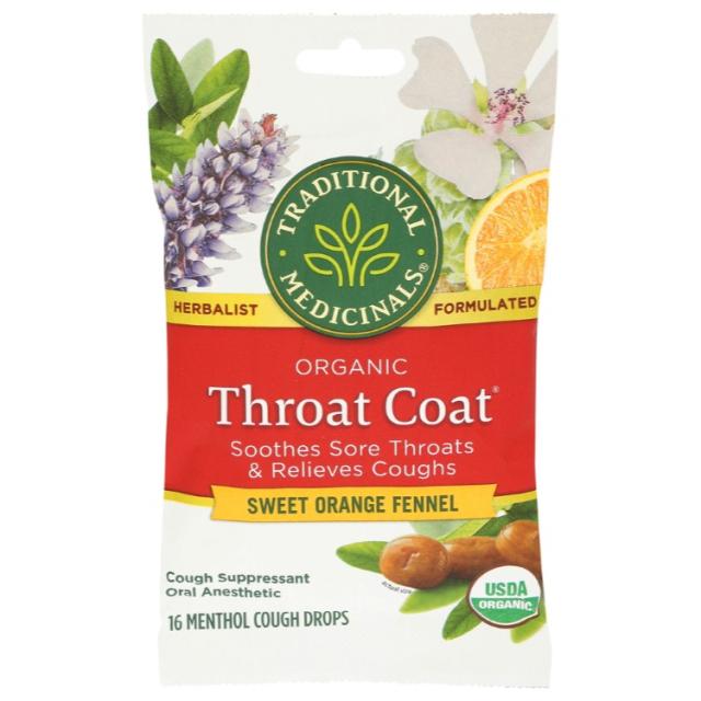 【お取り寄せ商品】[12個セット]トラディショナルメディシナルズ スロートコート スイートオレンジ フェンネル ロゼンジ Traditional Medicinals Throat Coat Sweet Orange Fennel Lozenges