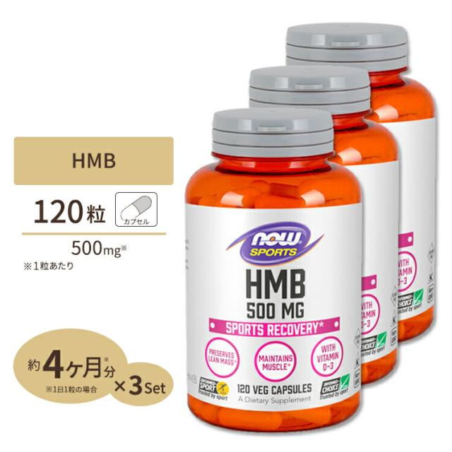 3個セット HMB 500mg 120粒 NOW Foods（ナウフーズ）