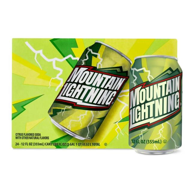 お取り寄せ グレートバリュー マウンテンライトニング シトラス風味ソーダ 355ml 24本入り Great Value Mountain Lightning Citrus Flavored Soda, 12 fl oz, 24 Count