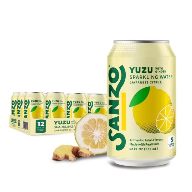 お取り寄せ サンゾー ゆずジンジャー スパークリングウォーター 355ml 12缶パック Sanzo Yuzu with Ginger Sparkling Water, 12 fl oz, 12 Pack Cans 7,503円