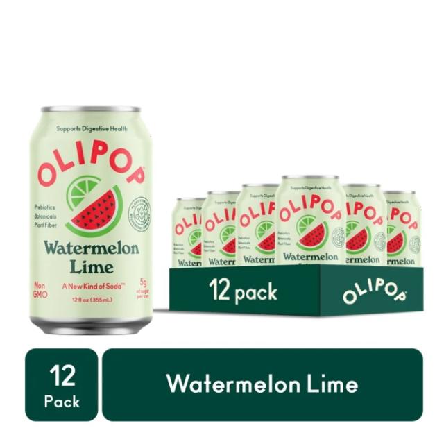 お取り寄せ オリポップ プレバイオティクスソーダ スイカライム 355ml 12本 OLIPOP Prebiotic Soda, Watermelon Lime, 12 fl oz, 12 Pack, Refrigerated