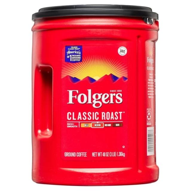 お取り寄せ フォルジャーズ クラシックロースト ミディアムロースト 約1.36kg Folgers Classic Roast Ground Coffee, Medium Roast Coffee, 48 Oz Canister 6,202円
