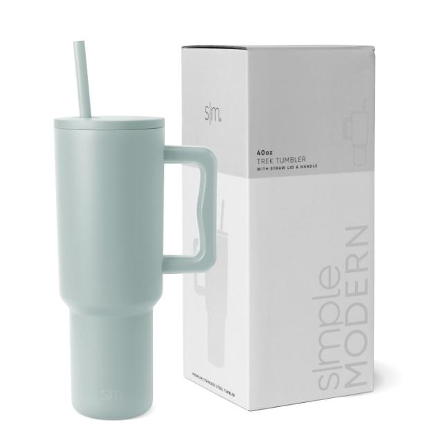 お取り寄せ シンプルモダン 断熱ステンレススチール トレックタンブラー ストローリッド付き 約1183mL シーグラスセージ Simple Modern 40 fl oz Stainless Steel Trek Tumbler with Straw Lid | Seaglass Sage