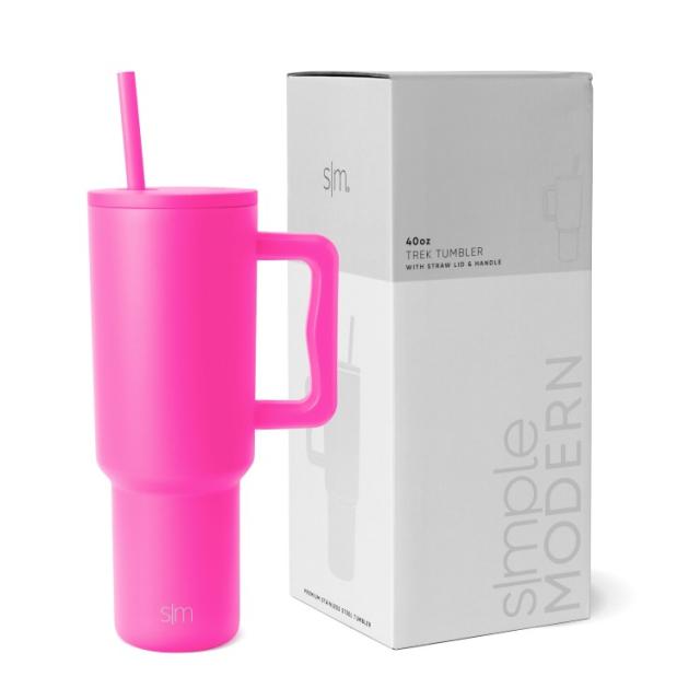 お取り寄せ シンプルモダン 断熱ステンレススチール トレックタンブラー ストローリッド付き 約1183mL ラズベリーバイブス Simple Modern 40 fl oz Stainless Steel Trek Tumbler with Straw Lid | Raspberry Vibes