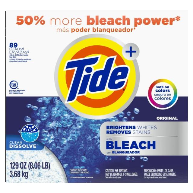 お取り寄せ タイド 粉末洗濯洗剤 漂白剤入り オリジナルの香り 3.66kg 89回分 Tide Powder Laundry Detergent with Bleach, Original Scent, 129 oz, 89 Loads