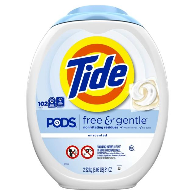 お取り寄せ タイド PODS フリー＆ジェントル 液体洗濯洗剤パック 低刺激性 無香料 102個入り Tide PODS Free and Gentle Liquid Laundry Detergent Pacs, Hypoallergenic, Unscented, 102Count 7,500円