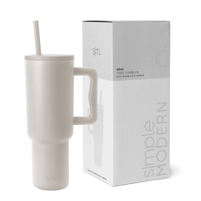 お取り寄せ シンプルモダン 断熱ステンレススチール トレックタンブラー ストローリッド付き 約1183mL アーモンドバーチ Simple Modern 40 fl oz Stainless Steel Trek Tumbler with Straw Lid | Almond Birch