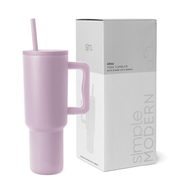 お取り寄せ シンプルモダン 断熱ステンレススチール トレックタンブラー ストローリッド付き 約1183mL ラベンダーミスト Simple Modern 40 fl oz Stainless Steel Trek Tumbler with Straw Lid | Lavender Mist
