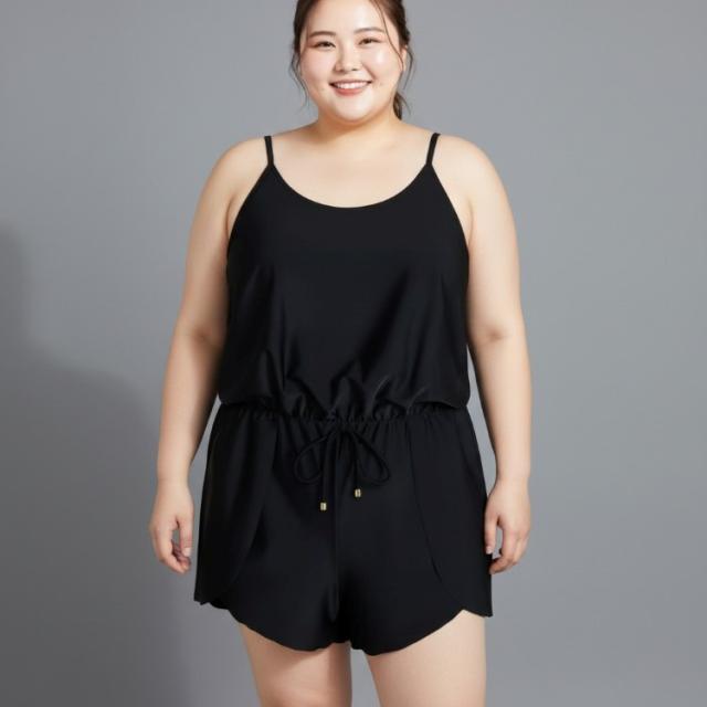 お取り寄せ 【ウォルマートブランド】タイムアンドトゥルー タンクロンパース水着 リッチブラック 2X Time and Tru Women's and Women's Plus Size Tank Romper Swimsuit, Rich Black 2X
