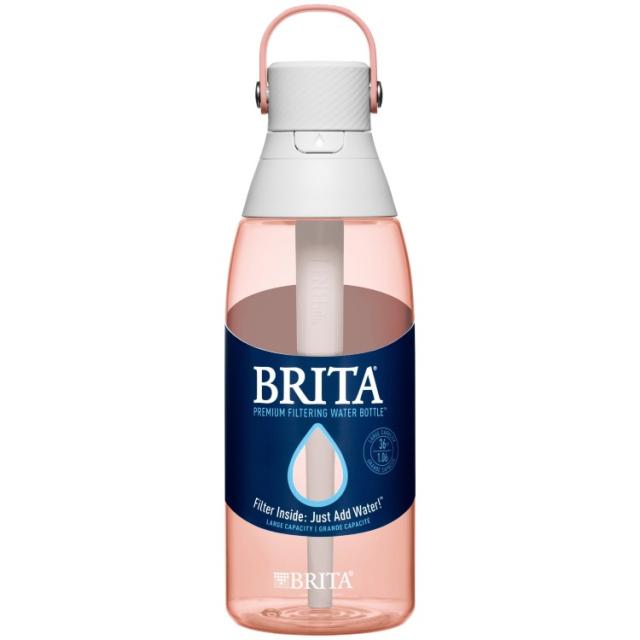 お取り寄せ ブリタ プレミアム プラスチック 浄水ウォーターボトル ブラッシュピンク 1.1L ストロー付き Brita 36oz Premium Plastic Filtered Water Bottle, Blush Pink, Leak Proof, with Straw