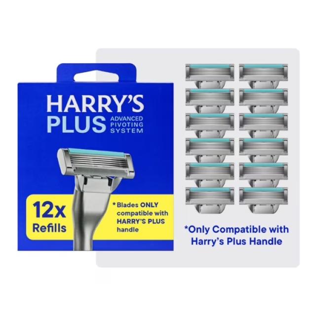 お取り寄せ ハリーズ プラス メンズシェービングカミソリ 替刃 12個入り Harry's Plus Men's Razor Blade Refill Cartridges, 12 Count