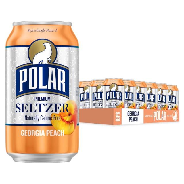 お取り寄せ ポーラー プレミアム セルツァー ジョージアピーチ 355ml 18本パック POLAR Premium Seltzer Georgia Peach 12 fl oz 18 pack