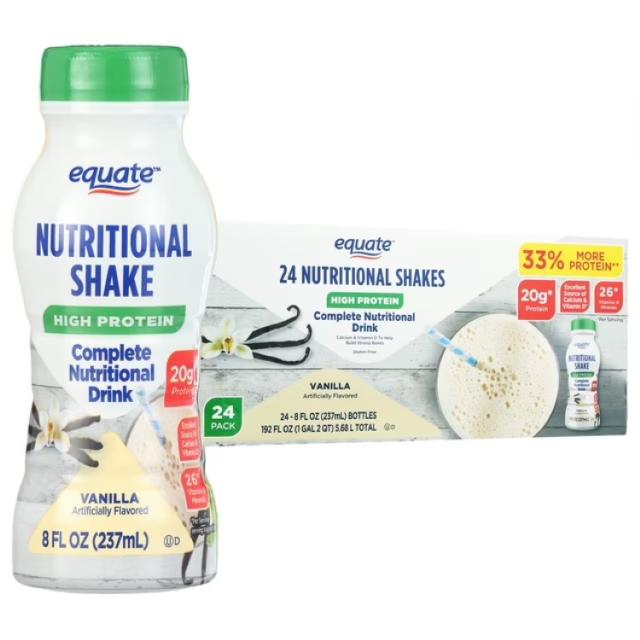 お取り寄せ エクエート ハイプロテイン ニュートリションドリンク バニラ 237mL 24本 Equate High Protein Shake Nutrition Drink, Vanilla, 8 fl oz, 24 Count