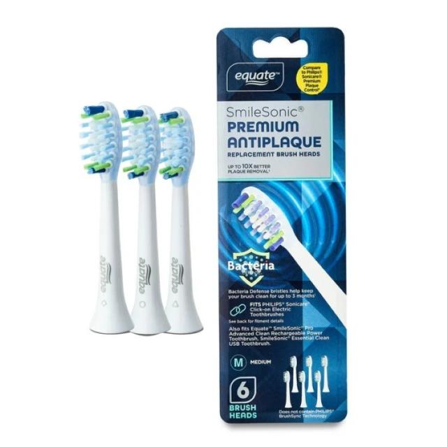 お取り寄せ エクエート プレミアム アンチプラーク 電動歯ブラシ用 替えブラシ 6本 Equate Premium Antiplaque Replacement Brush Heads, 6 Count 7,020円
