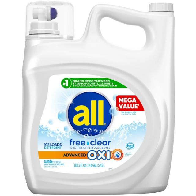お取り寄せ オール フリークリア 液体洗濯用洗剤 オキシ配合 5.5L 103回分 all Free Clear Liquid Laundry Detergent, Oxi, 184.5oz, 103 Loads