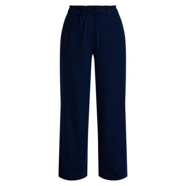 お取り寄せ 【ウォルマートブランド】タイムアンドトゥルー ワイドレッグ リネンブレンドパンツ ダークネイビー 3X Time and Tru Women's Wide Leg Linen Blend Pants, Dark Navy 3X