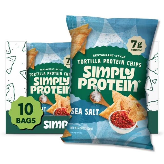 お取り寄せ シンプリー プロテイン トルティーヤスタイル プロテインチップス シーソルト 10袋入 Simply Protein Tortilla Style Protein Chips, Sea Salt, 7g Protein, Gluten Free, 10-Pack