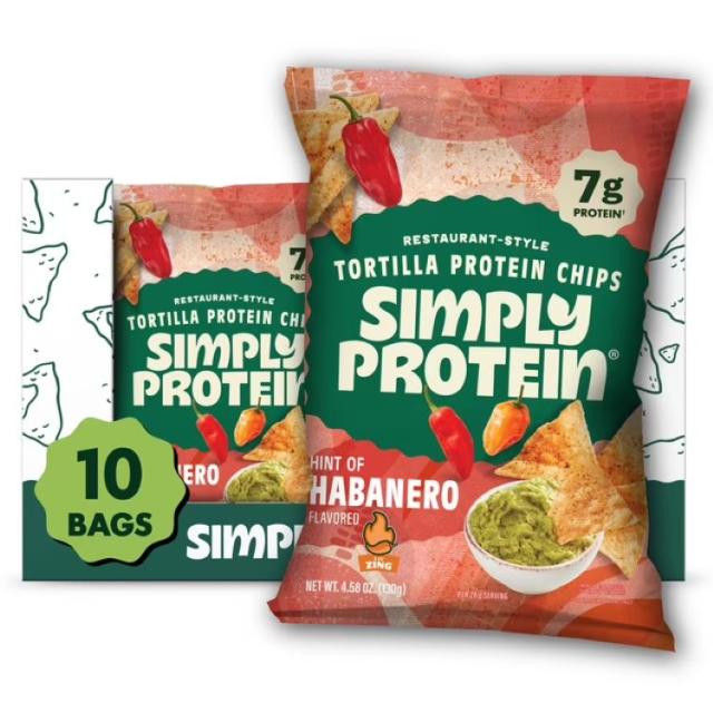 お取り寄せ シンプリー プロテイン トルティーヤスタイル プロテインチップス ハバネロ風味 10袋入 Simply Protein Tortilla Style Protein Chips, Hint of Habanero