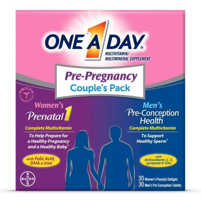 お取り寄せ ワン・ア・デイ プレプレグナンシー カップルパック 男性女性用 One A Day Pre-Pregnancy Multivitamin, Prenatal Vitamins, 30+30 Count