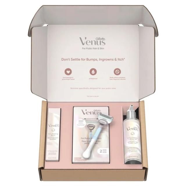 お取り寄せ ジレット ヴィーナス デリケートヘア＆スキン レジメン シェービングセット ホワイト Gillette Venus for Female Pubic Hair and Skin Regimen Shaving Set, White
